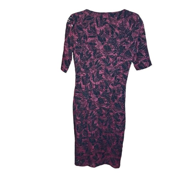 Anthropologie Maeve Elorn Lace Dress Black Burgundy Fitted Ruched Sz 6 - Picture 4 of 11